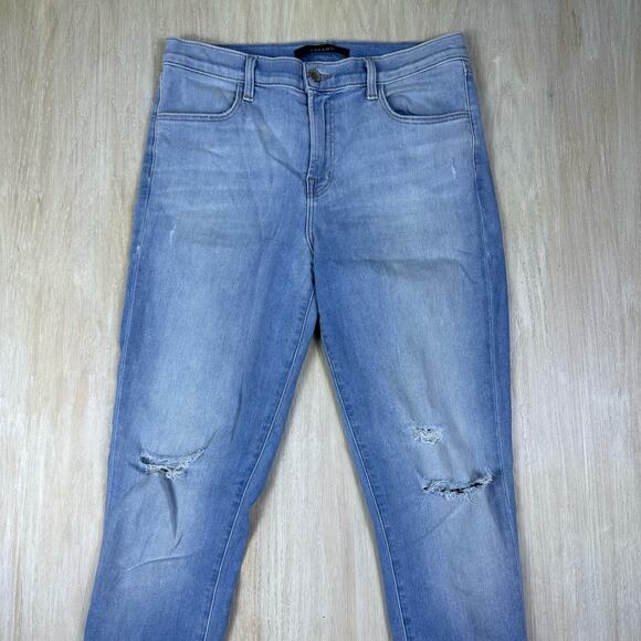 J Brand Maria Superstar Destr High Rise Distressed Skinny Leg Denim Jeans 29 - Picture 2 of 16
